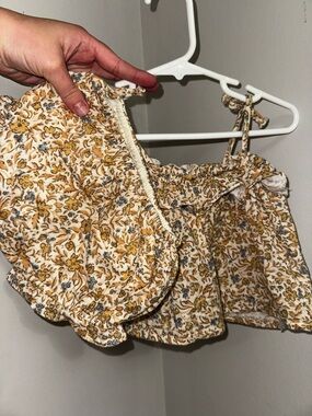 Rylee + Cru Cream and Mustard Floral Kids Matching Set